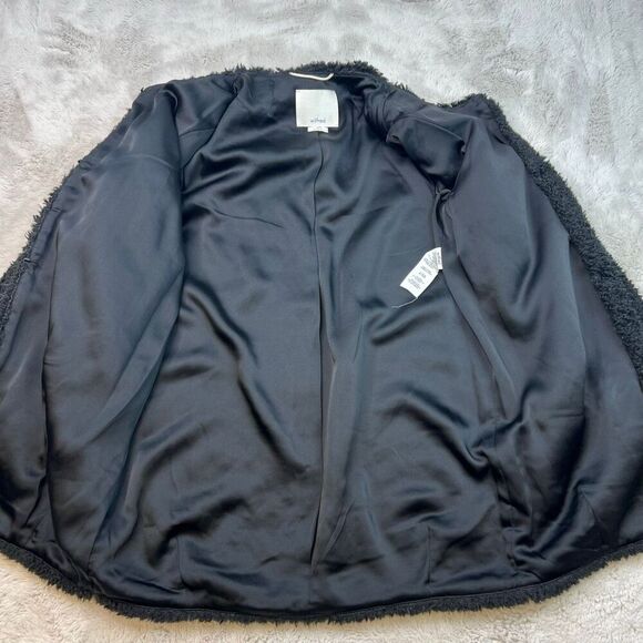 Aritzia Wilfred Black Laboratoire Fuzzy Teddy Sherpa Coat Womens Size Medium - Picture 5 of 11